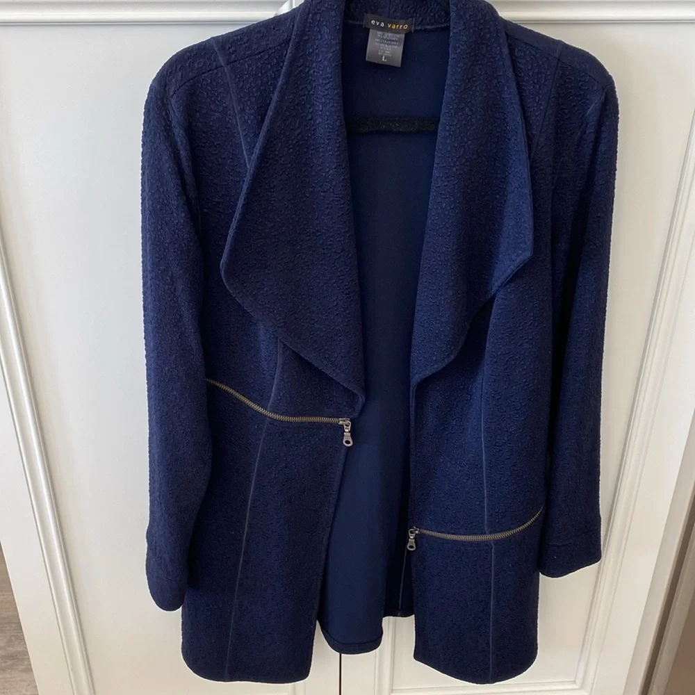 Eva Varro Barcelona long jacket in Navy size L - Picture 1 of 7